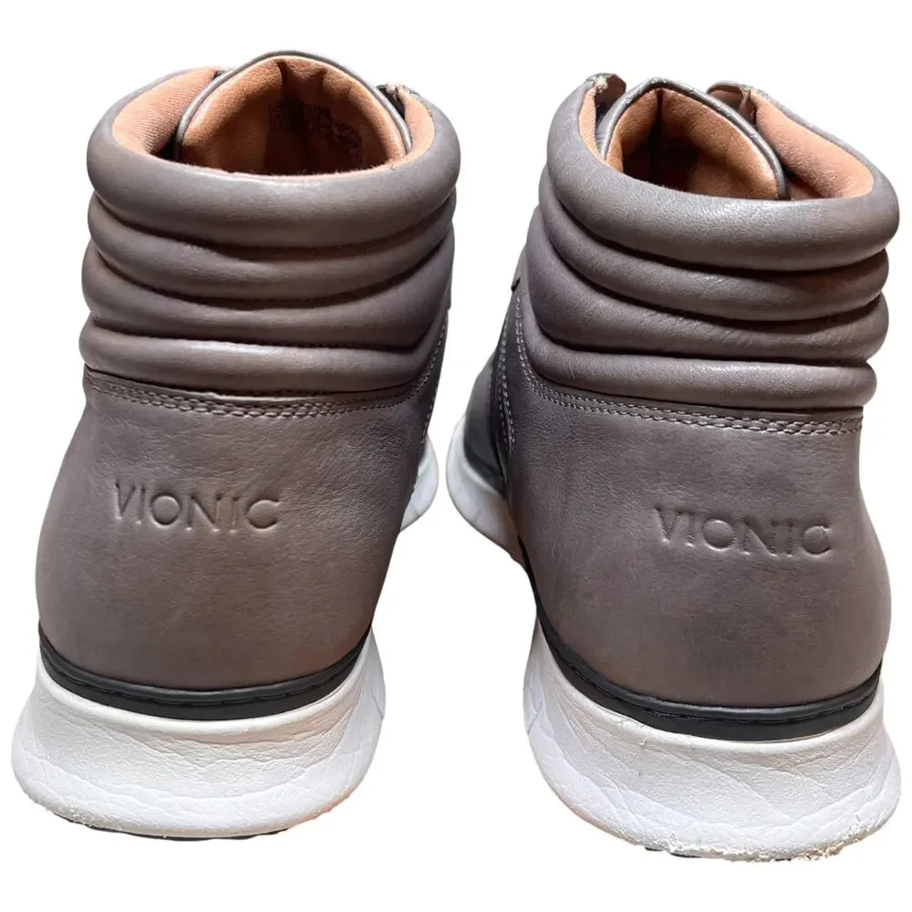 VIONIC Fresh Jamal Men's 13 Charcoal High Top Leather Sneaker Orthotic Shoes